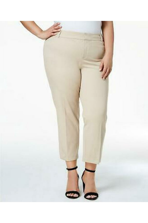 Plus Size Newport Tummy Control Cropped Pants Beige 24