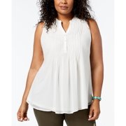 Charter Club Plus Size Pintuck Pleat Top Cloud 0X