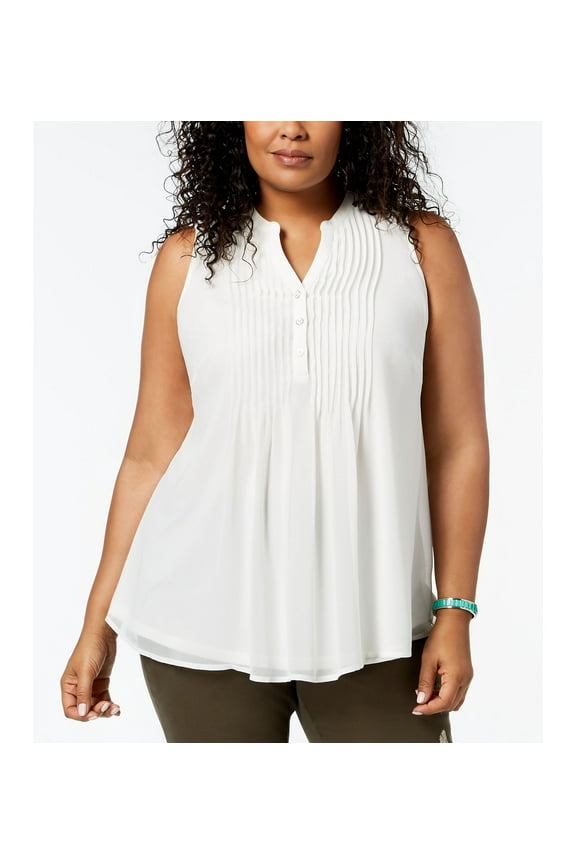 Plus Size Pintuck Pleat Top Cloud 0X