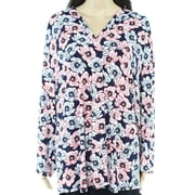 Charter Club Plus Size Printed 3/4 Sleeve Top Interpid Blue Combo 3X