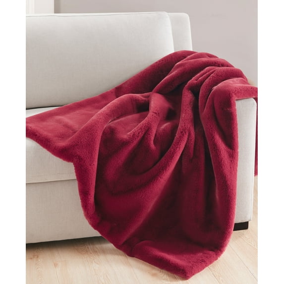 Charter Club Plush Faux Fur Throw, 50¨ X 60¨,Pomegranate