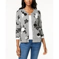 thumbnail image 1 of Charter Club Printed Appliqued Cardigan Bright White XL, 1 of 1