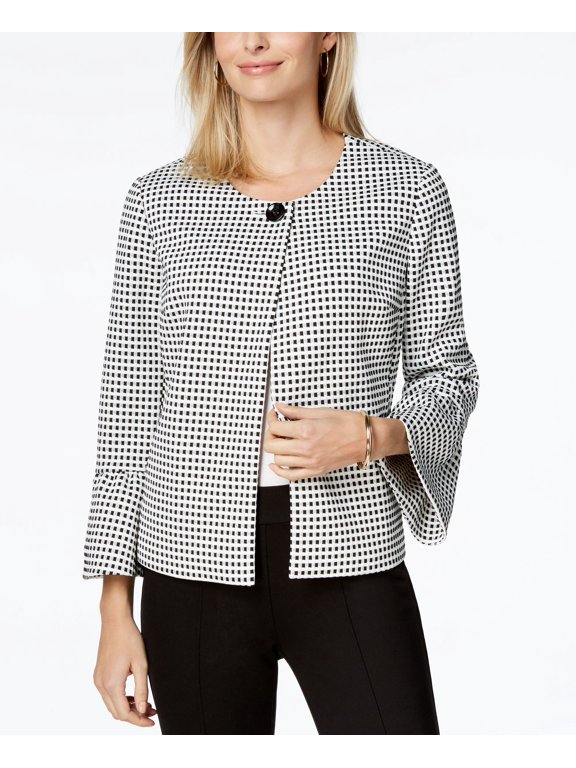 Printed Bell Sleeve Jacket Deep Black Combo 10