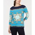 thumbnail image 1 of Charter Club Printed Boat Neck Top Intrepid Blue L, 1 of 1