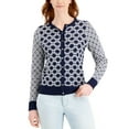 thumbnail image 1 of Charter Club Printed Button Down Cardigan Sweater Intrepid Blue Combo S, 1 of 1