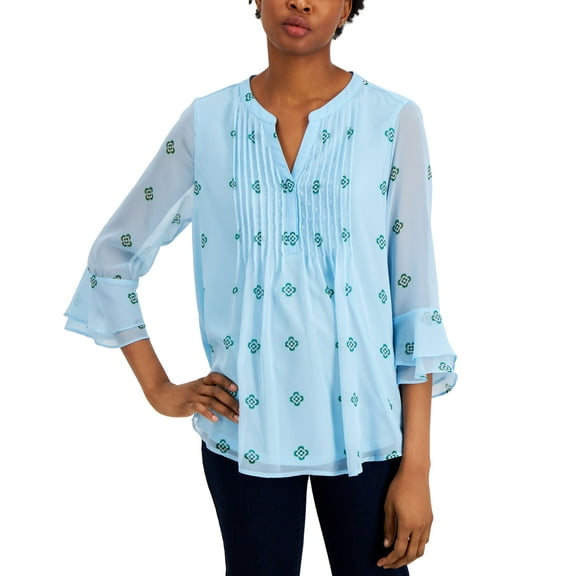 Charter Club Printed Pintuck Top Waterline Combo M