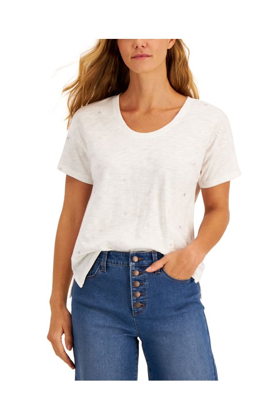 Printed Shine Heart T-Shirt Bright White Combo M