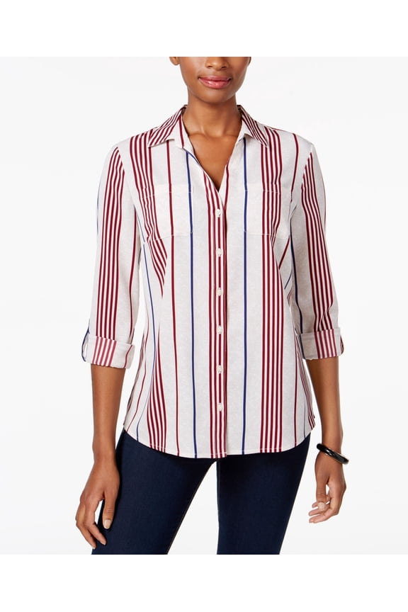 Printed Utility Shirt Womens L White shirt MSRP $68