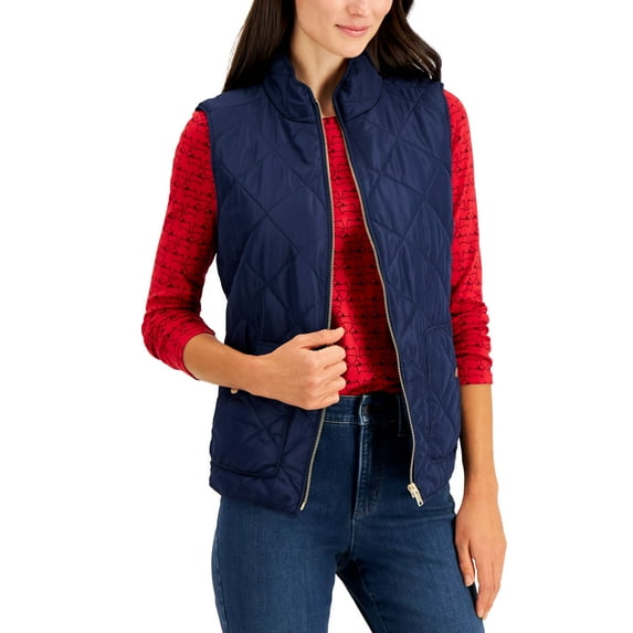 Charter Club Quilted Vest Intrepid Blue L