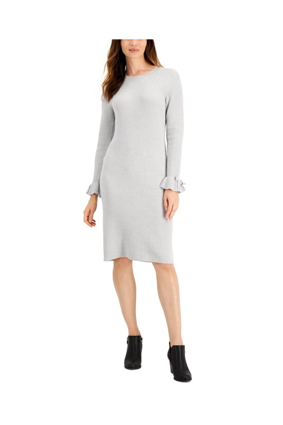 Ribbed Sweater Dress Grey Slate Heather S