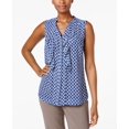 thumbnail image 1 of Charter Club Ruffled Blouse Intrepid Blue Combo XL, 1 of 1