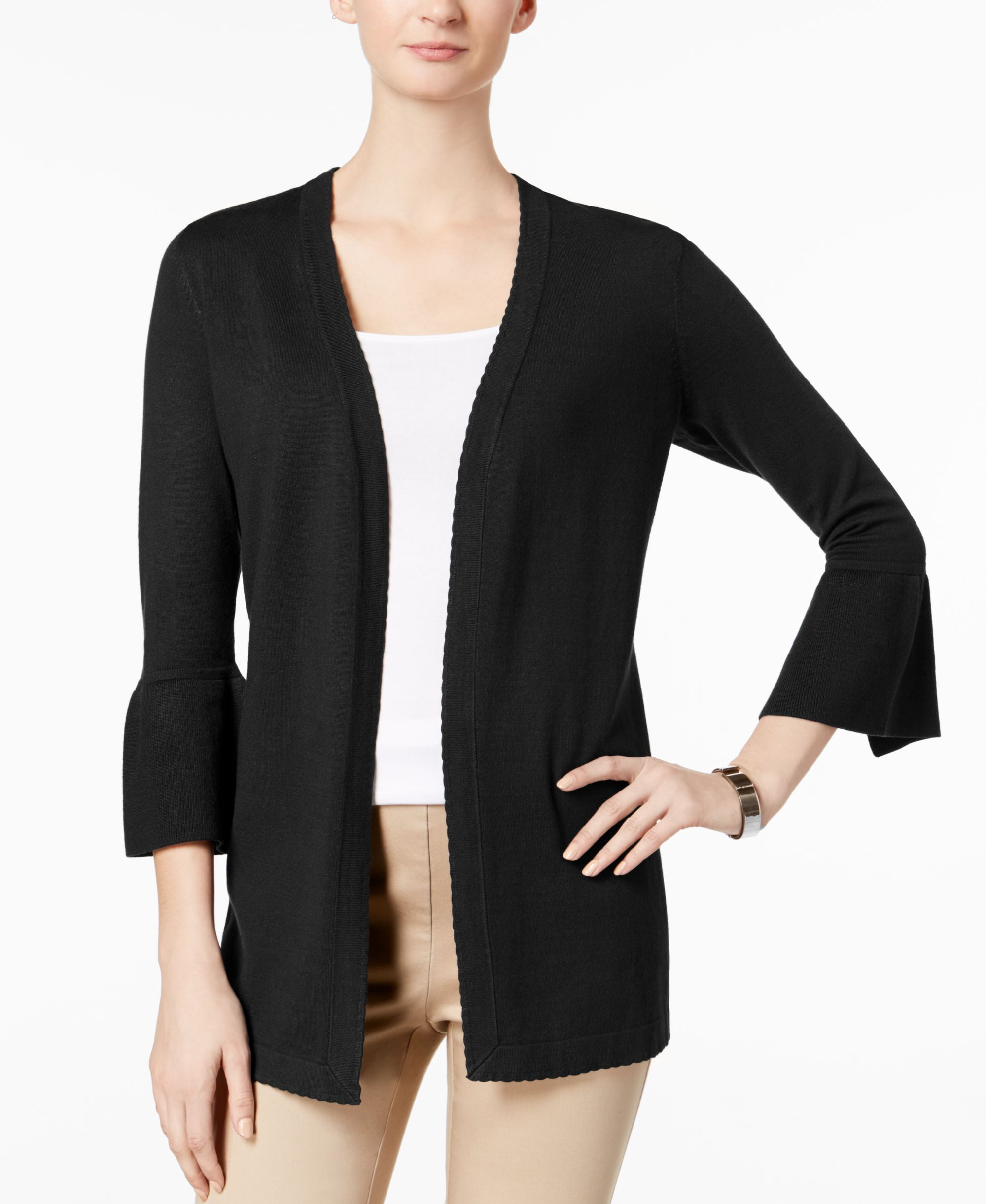 Charcoal/Black Bell Sleeve Cardigan