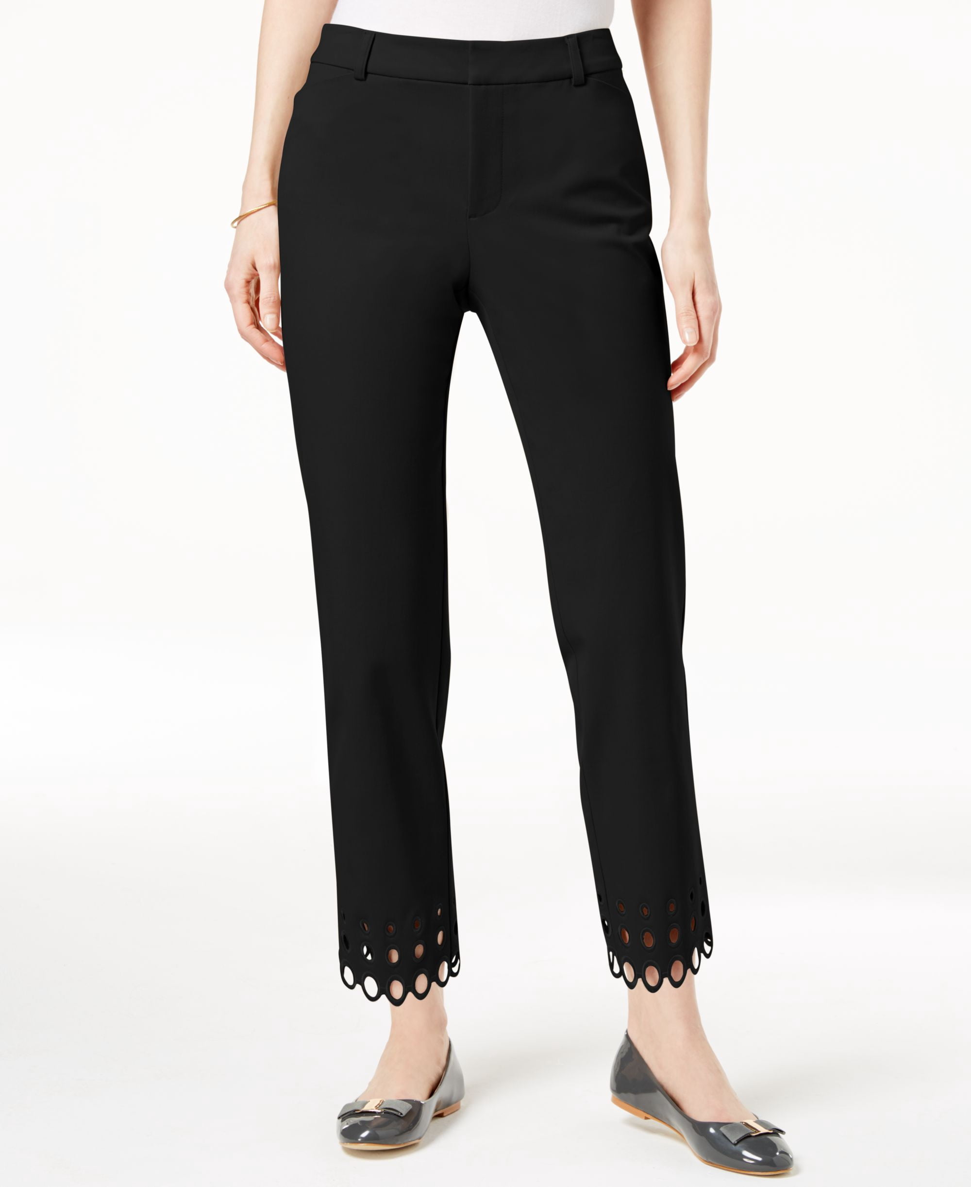 Charter Club Scalloped Hem Cropped Pants Deep Black 10 - Walmart.com