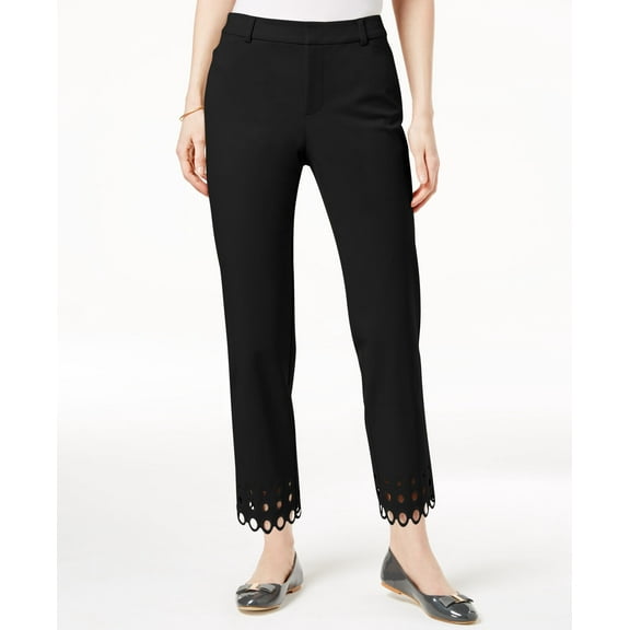 Charter Club Scalloped Hem Cropped Pants Deep Black 10
