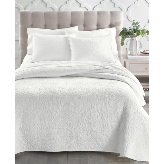 Charter Club Sculpted Paisley Embroidered Cotton Quilt, King