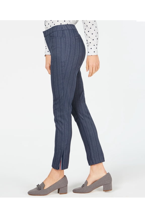 Side Vent Straight Leg Pants Blue Combo 10