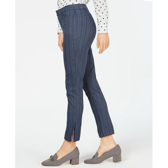 Charter Club Side Vent Straight Leg Pants Blue Combo 16