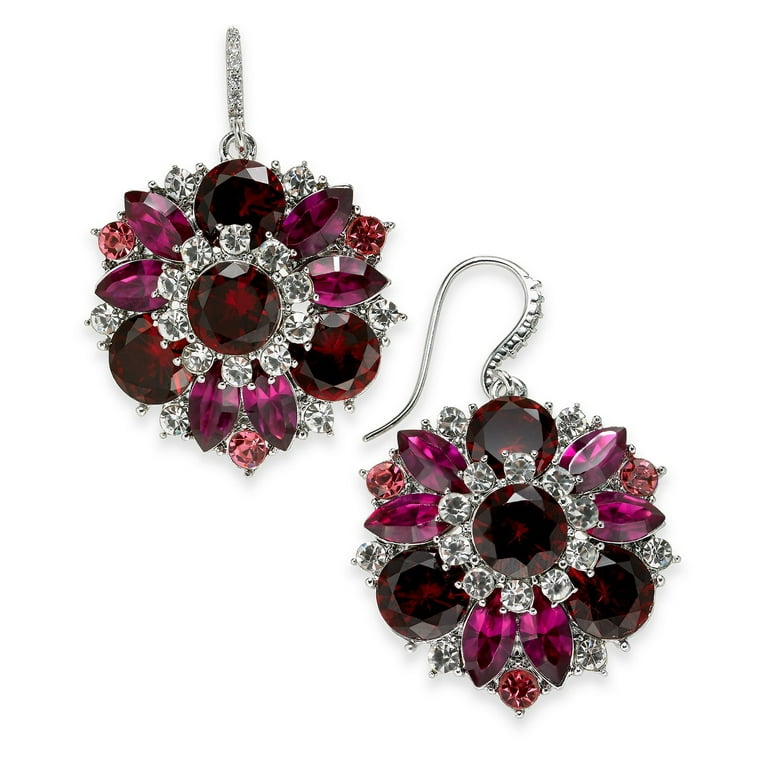 Charter Club Silver Tone Red Pink Crystal Drop Earrings Walmart