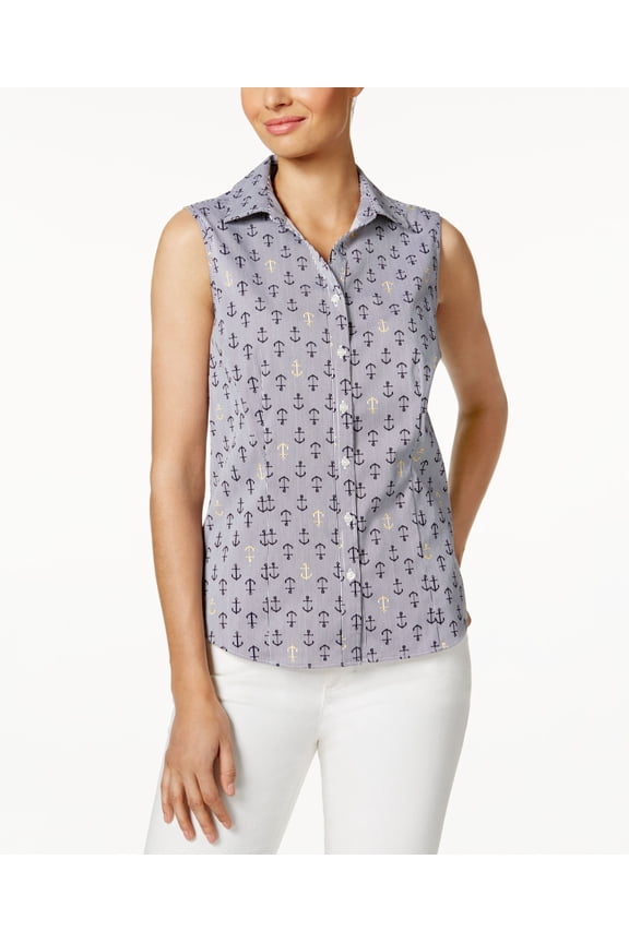 Sleeveless Print Shirt Intrepid Blue Anchor Combo 14