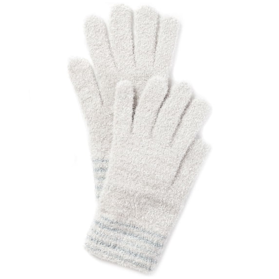 Charter Club Striped-Cuff Chenille Gloves, Grey, OS