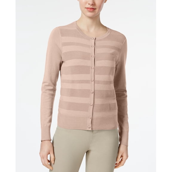 Charter Club Striped Front Cardigan Ballet Pink XL