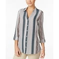 thumbnail image 1 of Charter Club Striped Roll Tab Blouse Cloud Combo 2XL, 1 of 1