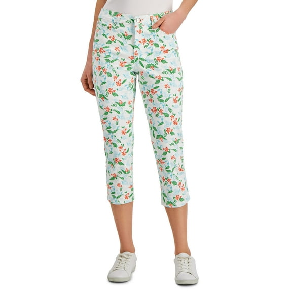 Charter Club Tropical Toucan Capri Pants Bright White 10