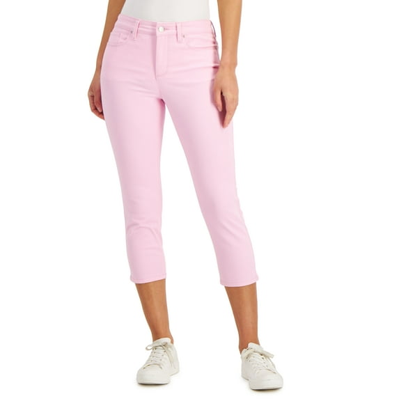 Charter Club Tummy Control Bristol Capri Jeans Pink Peppermint 10