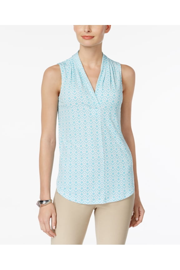 V Neck Print Top Clear Coast Combo S