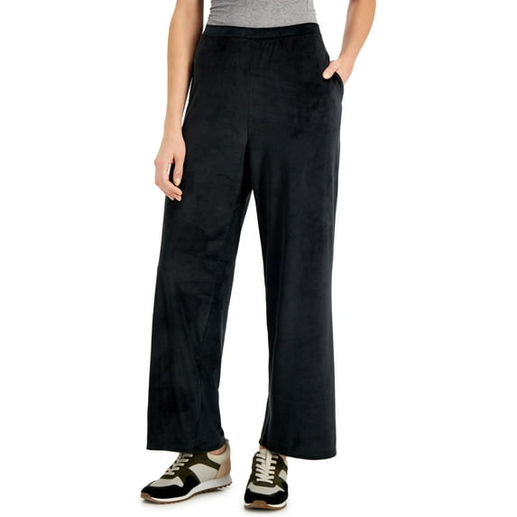 Charter Club Velour Wide Leg Pants Deep Black M
