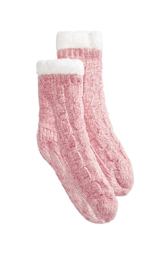Charter Club Women One Pair Ultra Soft Knitted Chenille High Cut Socks;L/XL