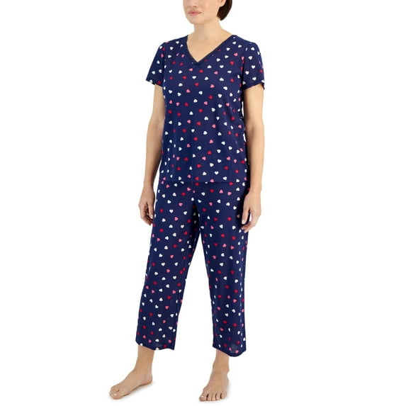 Charter Club Women's 2-Pc. Cotton Cropped Pajamas Set, - Multi Hearts
