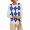 thumbnail image 1 of Charter Club Women's Argyle Crewneck Sweater Gray Size Large, 1 of 3