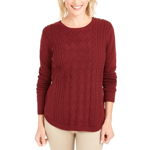 Charter Club Women's Cable Sweater Red Size Large