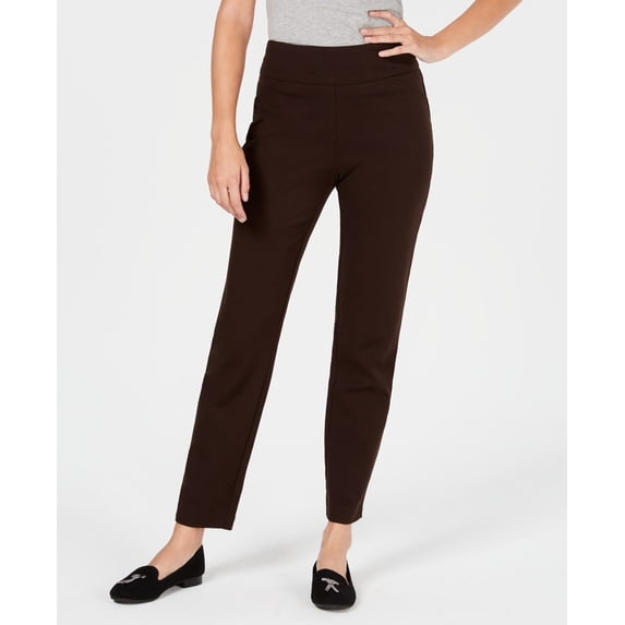 Charter Club Women's Cambridge Pull On Ponte Pants Brown Size 14