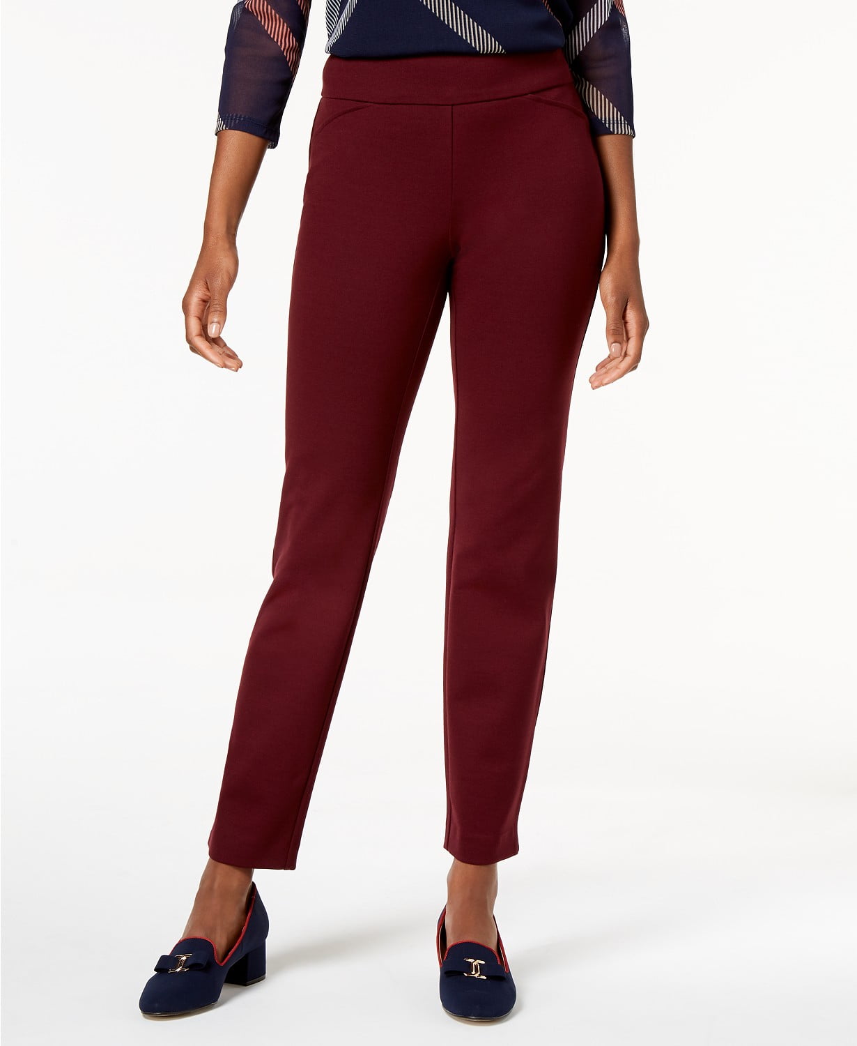 Charter Club Women s Cambridge Pull On Ponte Pants Wine Size 6 Walmart