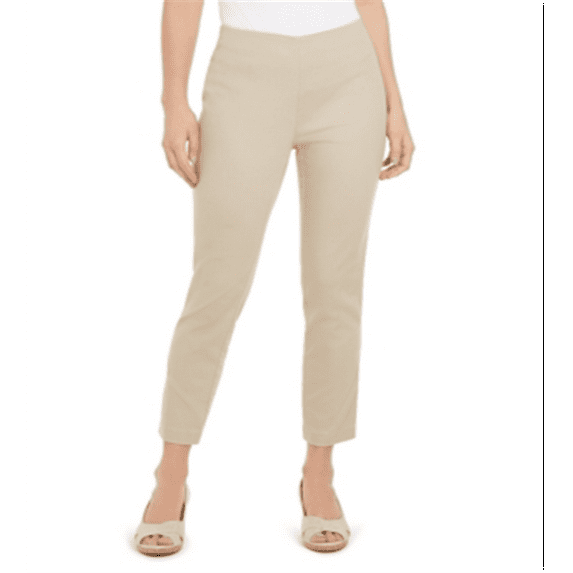 Charter Club Women's Chelsea Twill Tummy Control Cropped Pants Brown Size 10