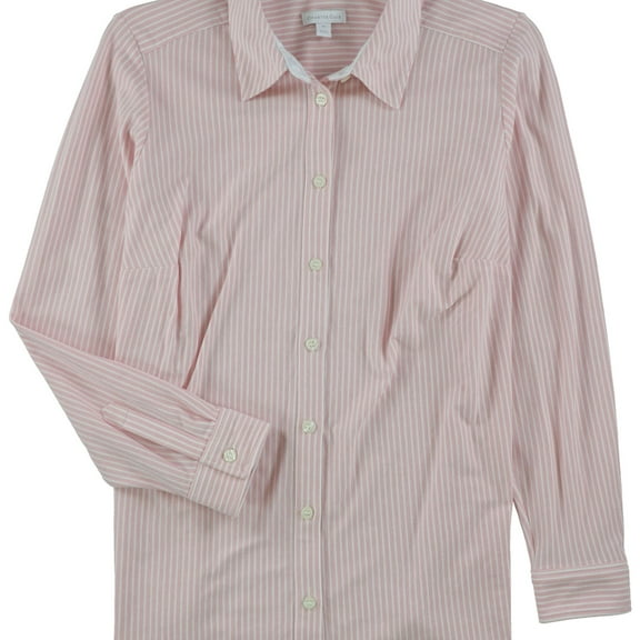 Charter Club Women’s Cotton Plus Size Striped Knit Shirts, Pink, 1X