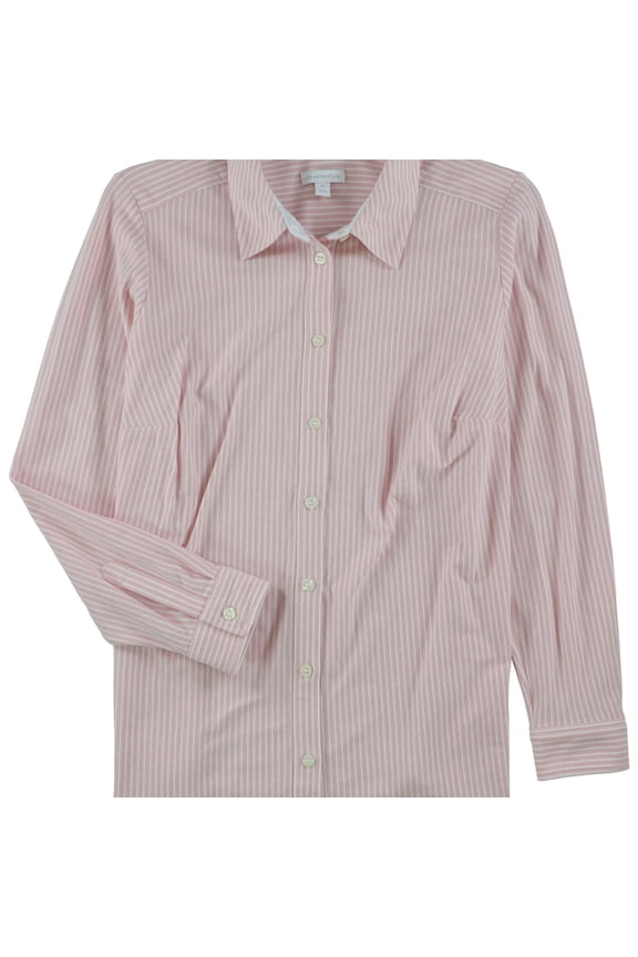 Women’s Cotton Plus Size Striped Knit Shirts, Pink, 1X