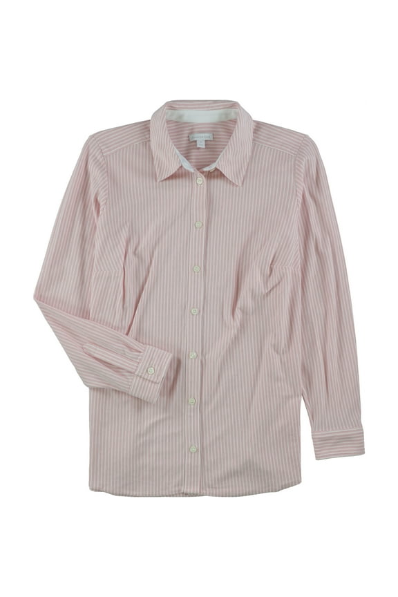 Women’s Cotton Plus Size Striped Knit Shirts, Pink, 2X