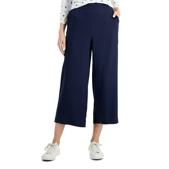 Charter Club Womens Cropped Wide-Leg Pants Intrepid Blue 2XL