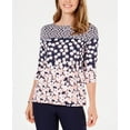 thumbnail image 1 of Charter Club Women's Floral-Print Boat-Neck Top Blue Size X-Large, 1 of 3