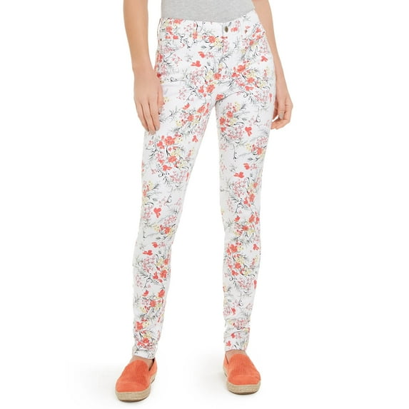 Charter Club Women's Floral Print Lexington Straight-Leg Jeans White Size SQUARE 18