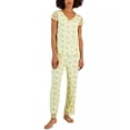 thumbnail image 1 of Charter Club Women’s Lace-Trim Printed Pajama Set, Yellow, X-Small, 1 of 1