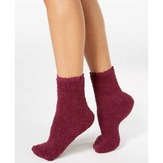 Charter Club Women’s Lace-Trim Supersoft Socks, Burgundy, 9-11