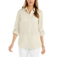 thumbnail image 1 of Women's 100% Linen Shirt, Created for Macy's Color: Flax Size: XL, 1 of 3