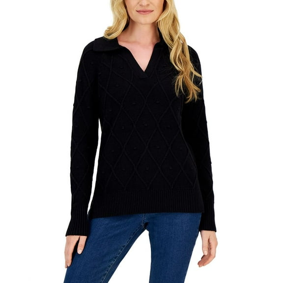 Charter Club Women's Long Sleeve Sweater Black Size X-Small