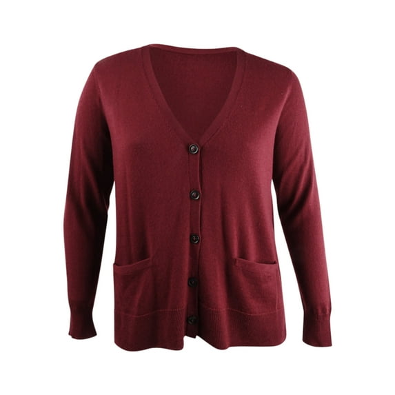 Charter Club Women's Merino Wool V-Neck Cardigan (L, Carriage Red)