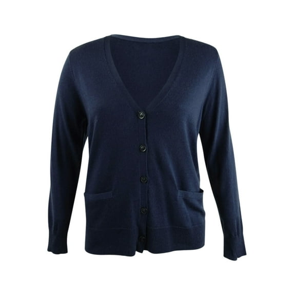 Charter Club Women's Merino Wool V-Neck Cardigan (XXL, Intrepid Blue)