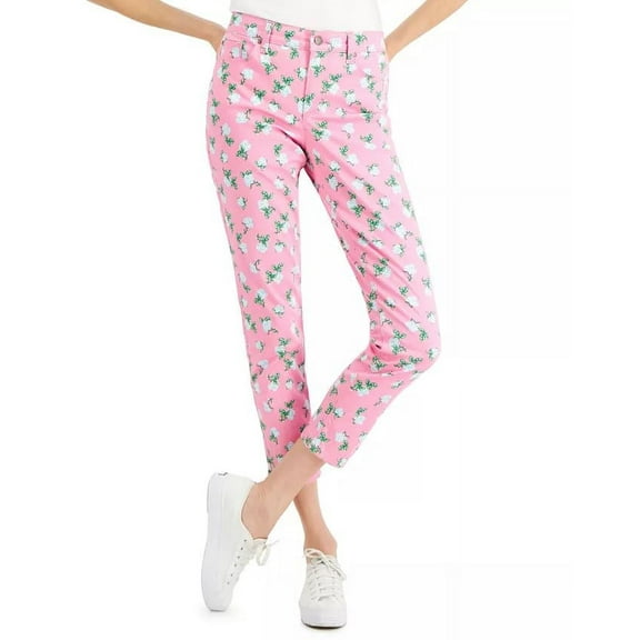 Charter Club Women's Mid Rise Skinny Leg Bristol Floral Ankle Jeans Bubble Bath (Bubble Bath, 8)